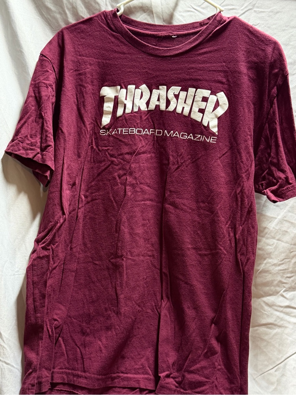 Thrasher Maroon Short Sleeve Tee with White Logo